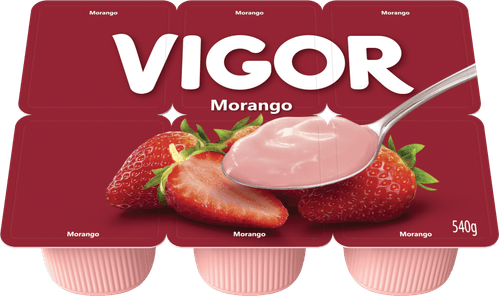 Iogurte Vigor com Polpa de Morango Bandeja com 6 Unidades 540 g