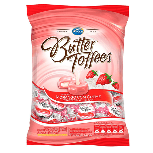 Bala Butter Toffees Morango com Creme 100g