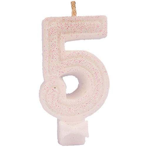 Vela de Aniversário Regina Super Glitter Branca Nº 5 Unidade