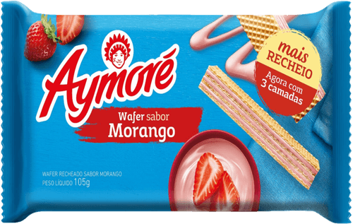 Biscoito Wafer com Recheio de Morango Aymoré Pacote 105g