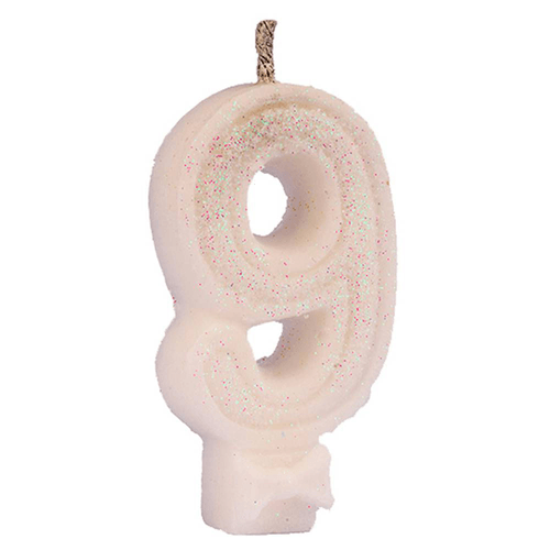 Vela de Aniversário Regina Super Glitter Branca Nº 9 Unidade