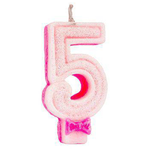 Vela de Aniversário Regina Super Glitter Nº 5 Rosa Unidade