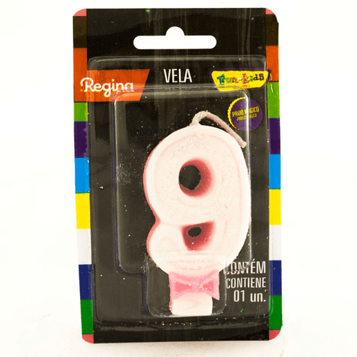 Vela de Aniversário Regina Super Glitter Rosa Nº 9 Unidade