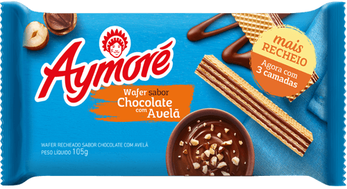 Biscoito Wafer Recheio Chocolate com Avelã Aymoré Pacote 105g