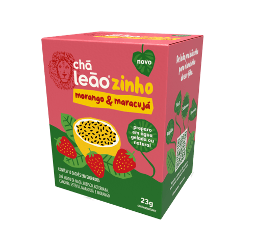 Chá Misto de Maçã, Hibisco, Beterraba, Cenoura, Folhas de Estévia, Morango & Maracujá Leãozinho Caixa 23g 10 Unidades