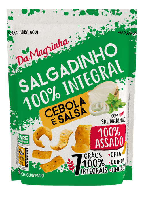 Salgadinho 100% Integral com Sal Marinho Cebola e Salsa Da Magrinha 7 Grãos Pouch 30g