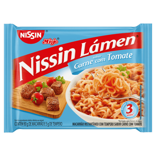 Macarrão Instantâneo Lámen Carne com Tomate Nissin Miojo Pacote 85g