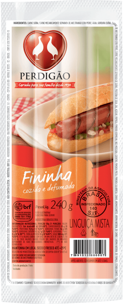 Linguiça Mista Defumada Fininha Perdigão 240g