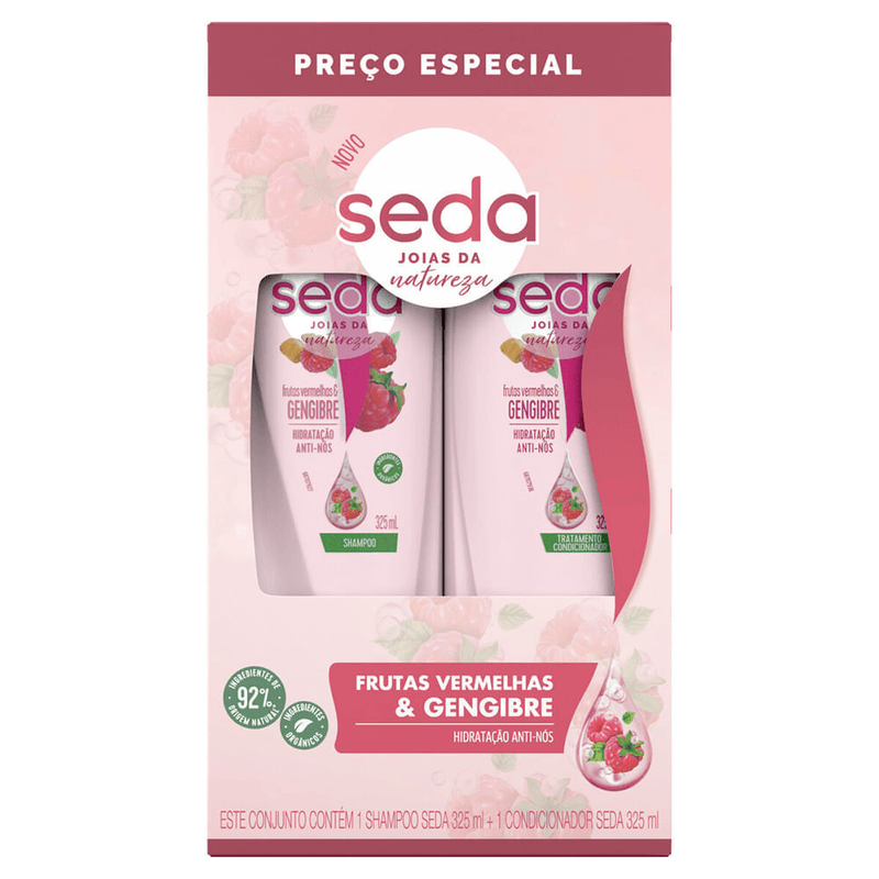 Kit-Shampoo---Condicionador-Hidratacao-Antinos-Frutas-Vermelhas---Gengibre-Seda-Joias-da-Natureza--325ml-Cada-Preco-Especial