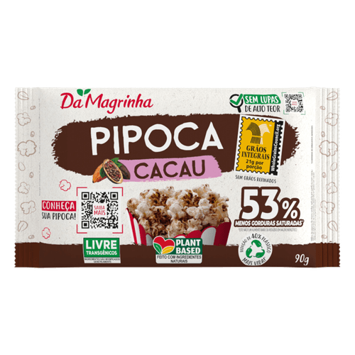 Pipoca para Micro-Ondas Cacau Da Magrinha Pacote 90g