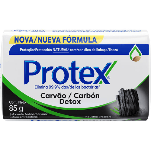 Sabonete em Barra Antibacteriano com Óleo de Linhaça Protex Carvão Detox Envoltório 85g