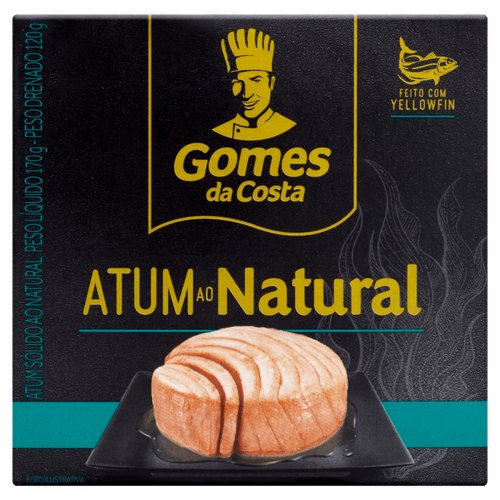 Atum Sólido ao Natural Gomes da Costa Caixa Peso Líquido 170g Peso Drenado 120g