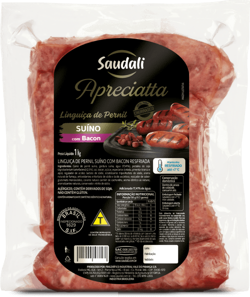 Linguiça De Pernil Suíno Com Bacon Saudali 1kg