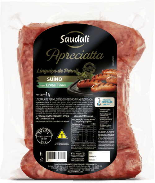 Linguiça De Pernil Suíno Com Ervas Finas Saudali 1kg