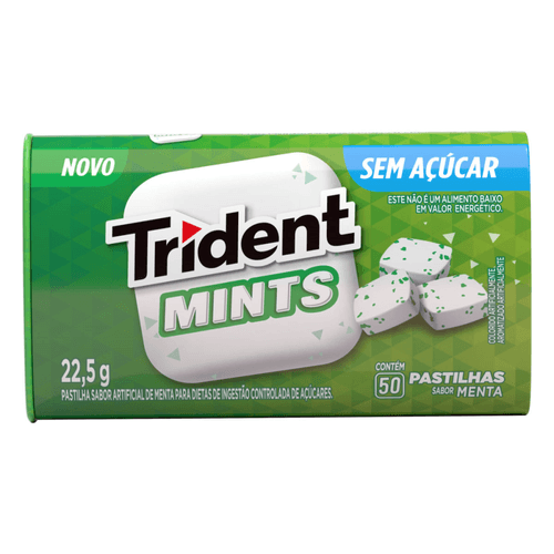 Pastilha Menta Zero Açúcar Trident Mints Lata 22,5g 50 Unidades