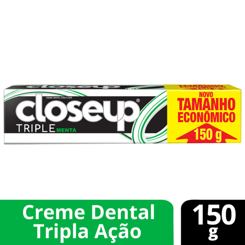 Creme Dental com Flúor e Cálcio Menta Closeup Tripla Proteção Caixa 150g Tamanho Econômico