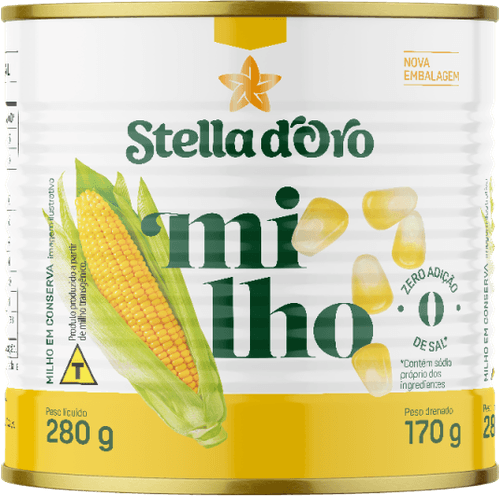 Milho Verde em Conserva sem Adição de Sal Stella D'oro Lata Peso Líquido 280g Peso Drenado 170g