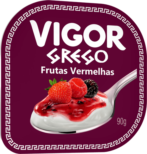 Iogurte Grego com Creme e Calda de Frutas Vermelhas Vigor Pote 90g