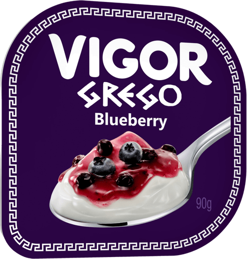 Iogurte Grego com Creme e Calda de Fruta Blueberry Vigor Pote 90g