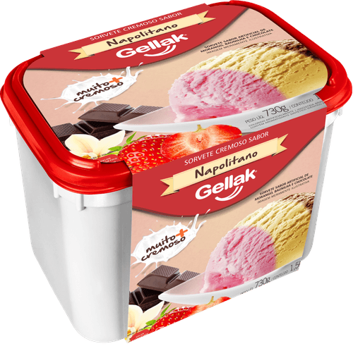 Sorvete Gellak Napolitano 1,5kg