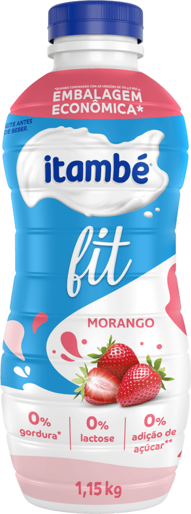 Iogurte Liquido Sabor Morango sem Lactose Itambé Fit Garrafa 1,15Kg Embalagem Econômica