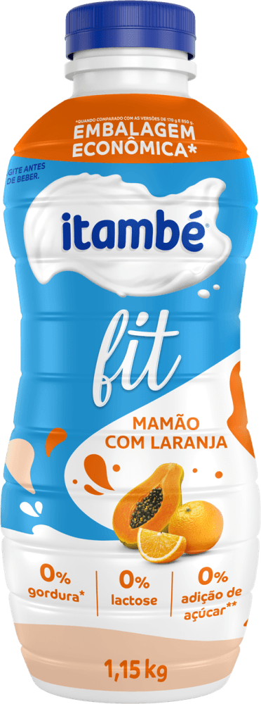 Iogurte Desnatado Itambé Fit Zero Lactose Mamão com Laranja 1,15kg