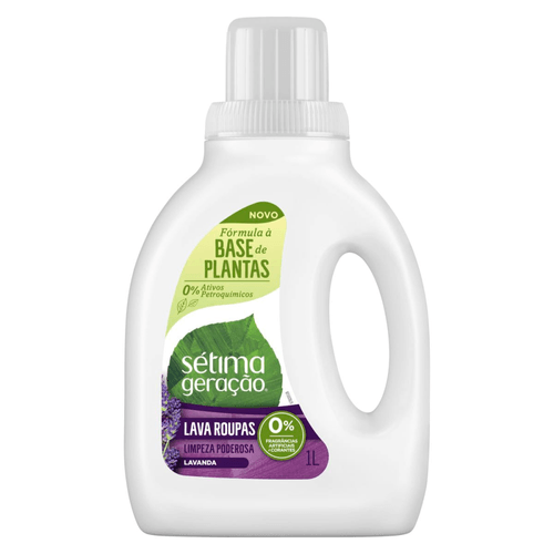 Lava-Roupas Líquido à Base de Plantas com Óleos Essenciais Lavanda Sétima Geração Limpeza Poderosa Frasco 1l
