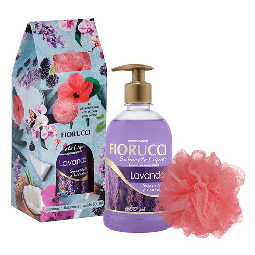 Kit Fiorucci Lavanda Sabonete Líquido 500ml + Esponja