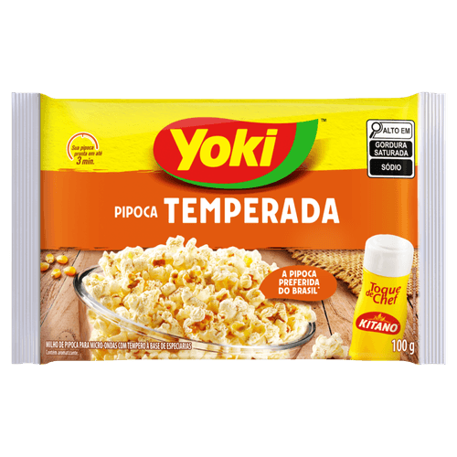 Milho de Pipoca para Micro-Ondas Temperada com Toque de Chef à Base de Especiarias Yoki Pacote 100g