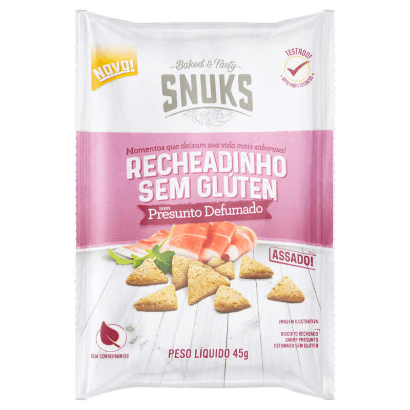 Biscoito-Assado-com-Recheio-de-Presunto-Defumado-sem-Gluten-Snuks-Pacote-45g