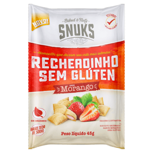 Biscoito Snuks Recheadinho Morango 45g