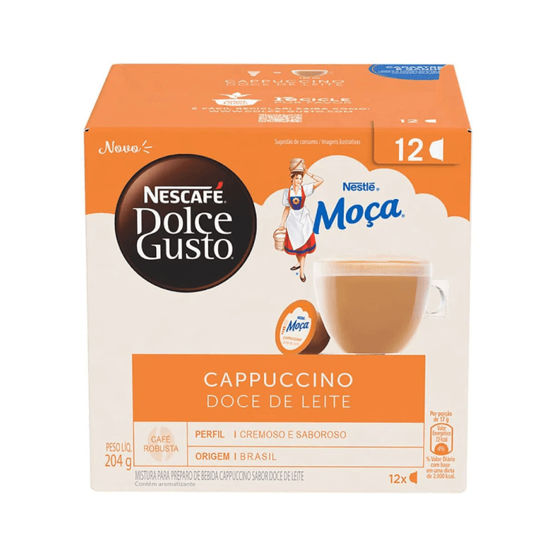 Mistura-para-Preparo-de-Bebida-Cappuccino-Soluvel-Doce-de-Leite-Nescafe-Dolce-Gusto-Caixa-204g-12-Unidades-de-17g-Cada