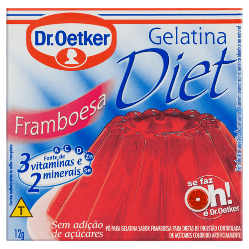 Gelatina Dr.Oetker em Pó Diet de Framboesa Caixa 12g