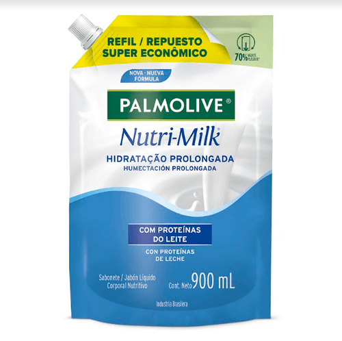 Sabonete Líquido Nutritivo Hidratação Prolongada com Proteínas do Leite Palmolive Nutri-Milk Sachê 900ml Refil Super Econômico