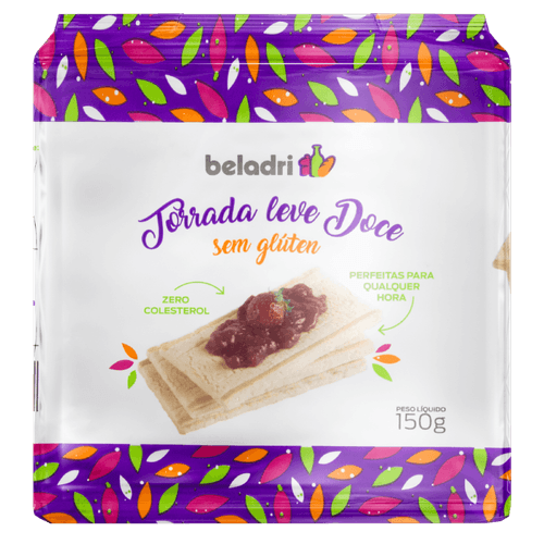 Torrada Leve Doce sem Glúten Beladri Pacote 150g