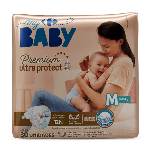 Fralda Carrefour My Baby M Soft & Protect - 30 Unidades