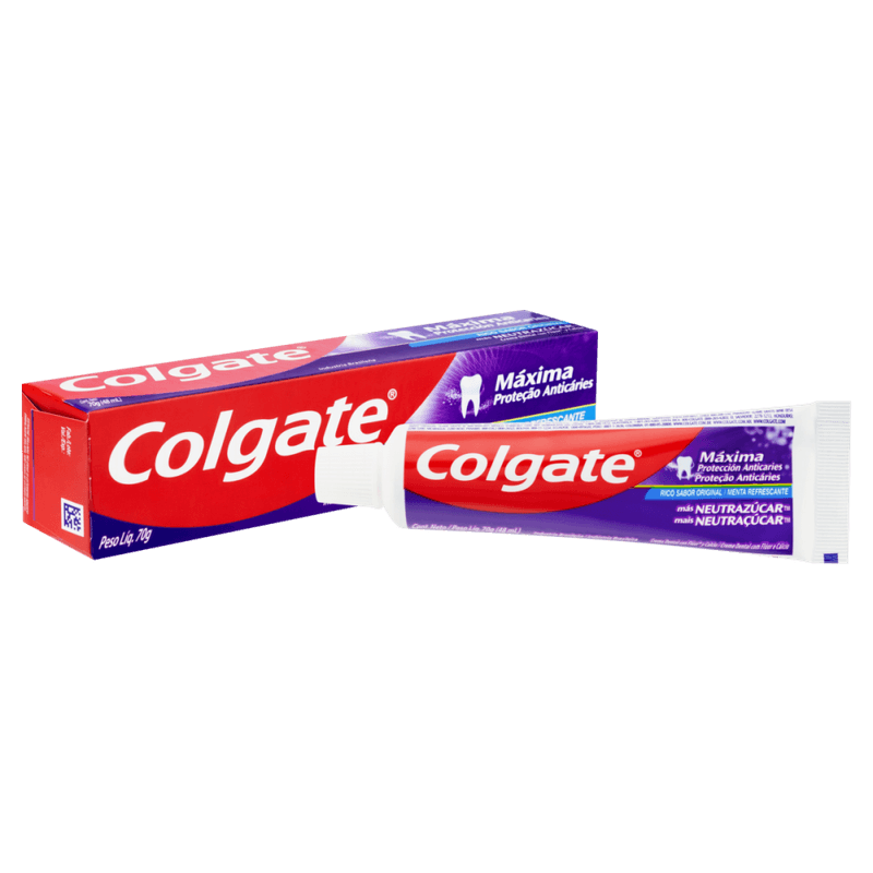 Creme-Dental-com-Fluor-e-Calcio-Menta-Refrescante-Colgate-Maxima-Protecao-Anticaries-Mais-Neutracucar-Caixa-70g