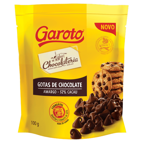 Chocolate Amargo em Gotas 52% Cacau Garoto Chocolateria 100g