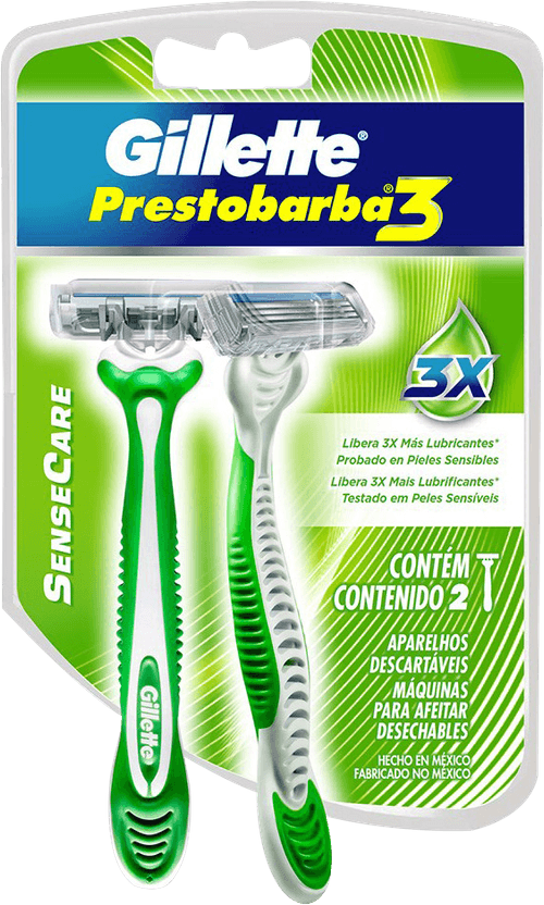 Aparelho Descartável para Barbear Gillette Prestobarba3 Sensitive 2 Unidades