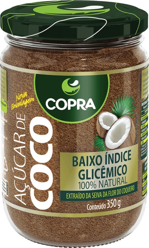 Açúcar de Coco Copra 100% Natural Vidro 350 g