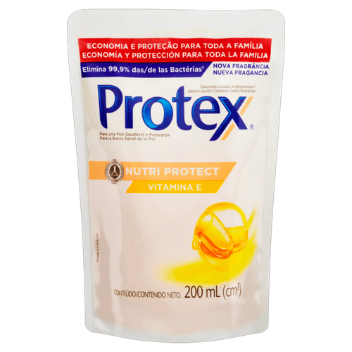 Sabonete Líquido Antibacteriano Protex Nutri Protect Vitamina E Sachê 200ml Refil