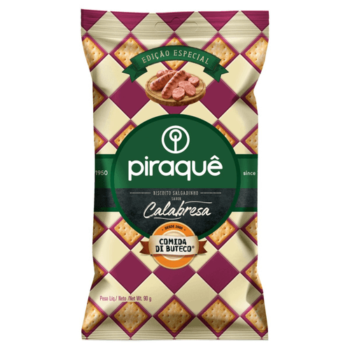 Biscoito Salgadinho Piraquê Comida Di Buteco Calabresa 90g