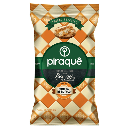 Biscoito Salgadinho Piraquê Comida Di Buteco Pão de Alho 90g