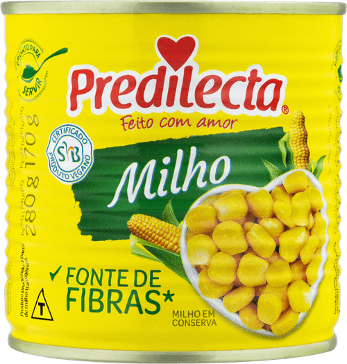 Milho Verde em Conserva sem Adição de Sal Predilecta Lata Peso Líquido 280g Peso Drenado 170g