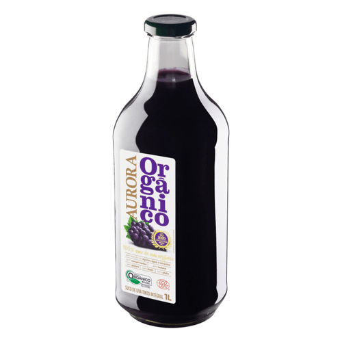 Suco Integral 100% Orgânico Uva Tinto sem Adição de Açúcar Aurora Garrafa 1l