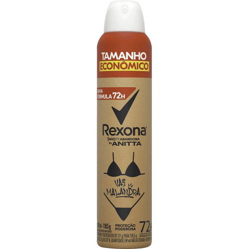 Antitranspirante Aerossol Vai Malandra 72h Rexona by Anitta 200ml Spray Tamanho Econômico
