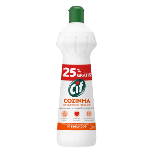 Limpador de Uso Geral Desengordurante Cozinha Cif Squeeze Leve 500ml Pague 375ml