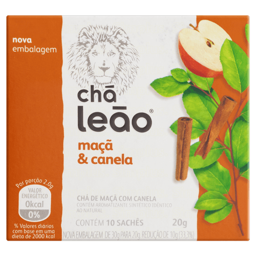 Chá de Maçã & Canela Chá Leão Caixa 20g 10 Unidades