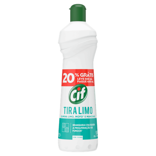 Desinfetante para Uso Geral Tira-Limo com Cloro Cif Ultra Rápido Squeeze Leve 500ml Pague 400ml