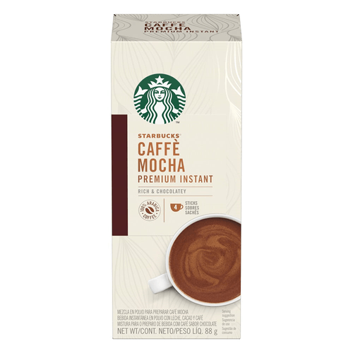 Mistura para Bebida com Café em Sachê Caffè Mocha Starbucks Premium Mixes Caixa 88g 4 Unidades